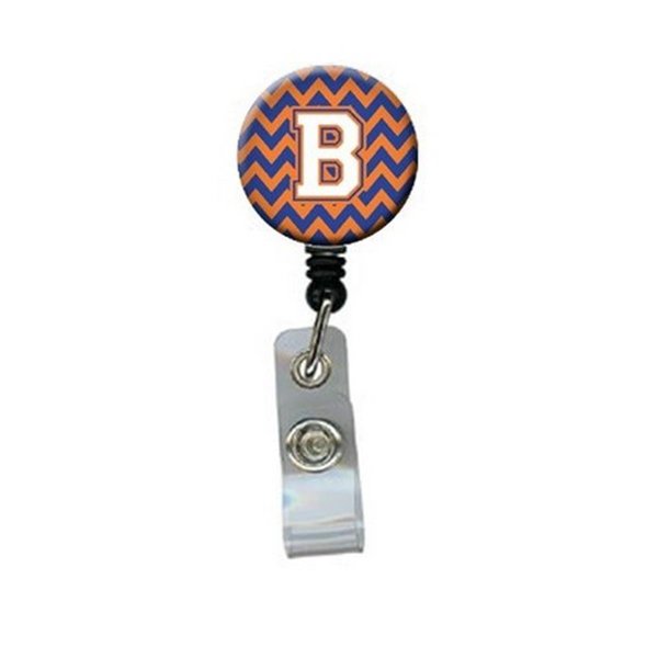 Carolines Treasures Letter B Chevron Blue and Orange No.3 Retractable Badge Reel CJ1060-BBR